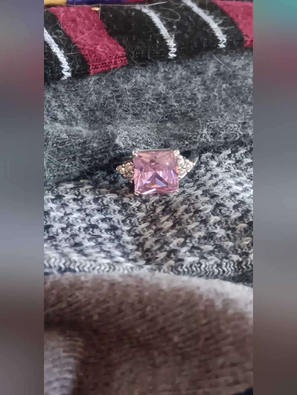 Elegant Vintage Pink-Cut 18k Gold Plated Engagement Ring